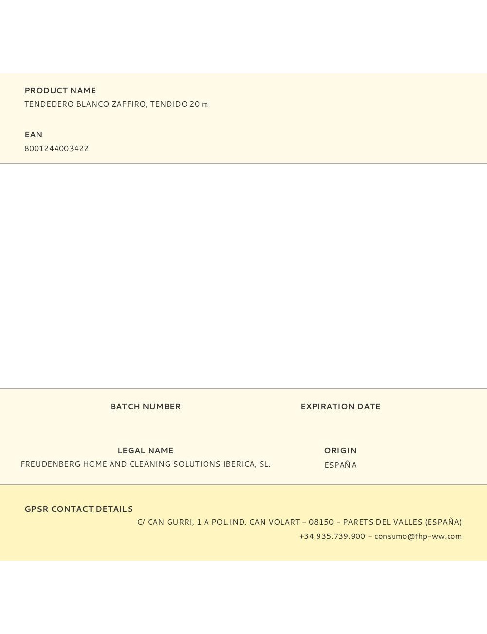 Tendedero blanco zaffiro, tendido 20 m