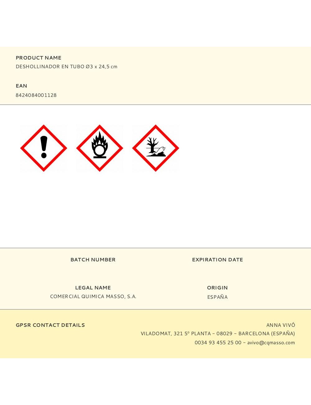 Deshollinador en tubo ø3 x 24,5 cm