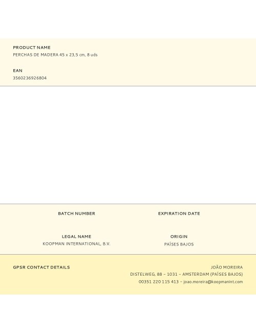 Perchas de madera 45 x 23,5 cm, 8 uds