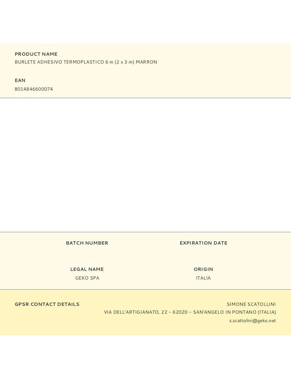 Burlete adhesivo termoplástico 6 m (2 x 3 m) marrón