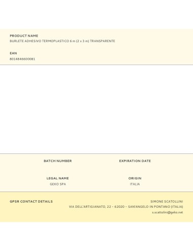 Burlete adhesivo termoplástico 6 m (2 x 3 m) transparente