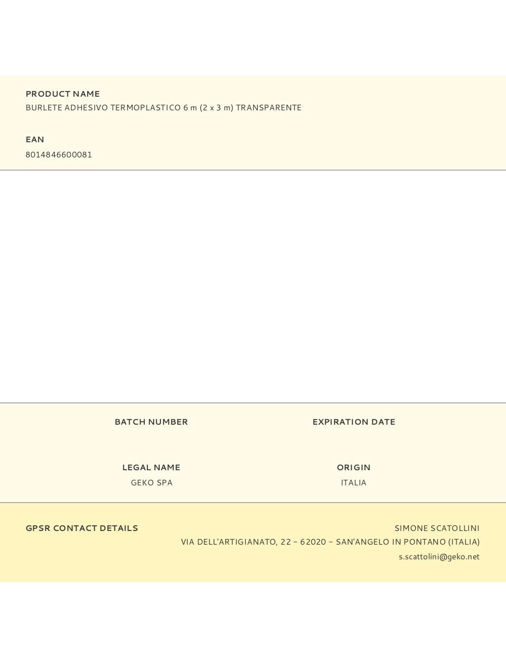 Burlete adhesivo termoplástico 6 m (2 x 3 m) transparente