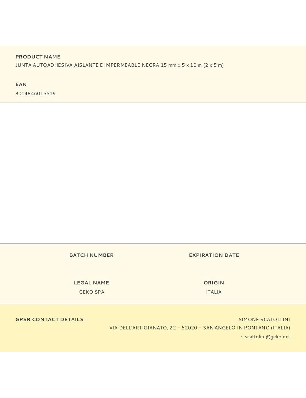 Junta autoadhesiva aislante e impermeable negra 15 mm x 5 x 10 m (2 x 5 m)