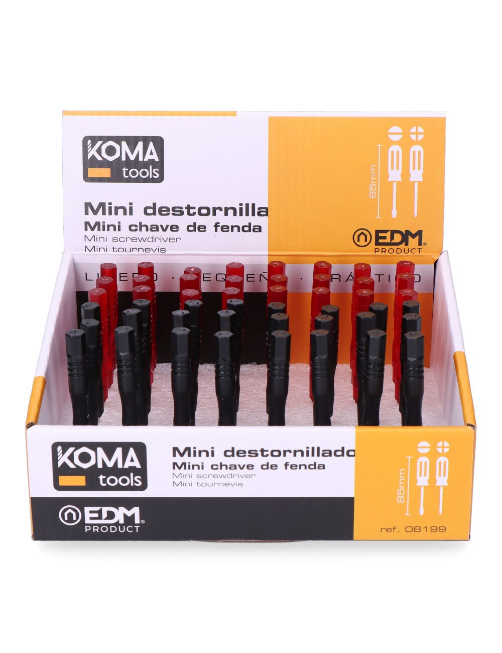 Destornilladores mini 85 mm, expositor 48 uds