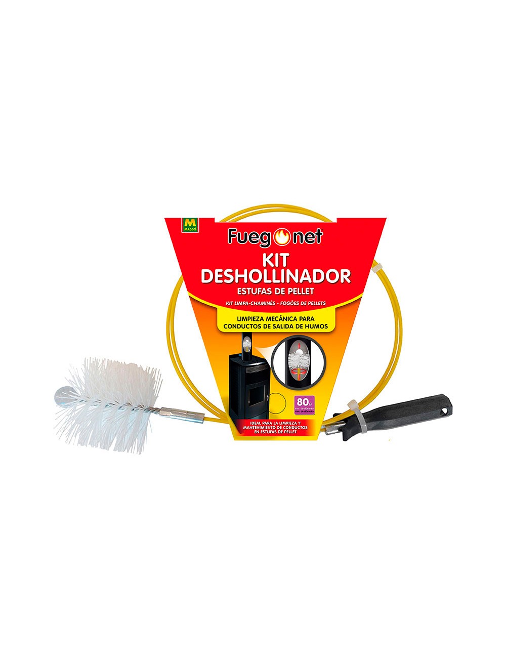 Kit deshollinador estufas de pellet ø80 mm 3 m