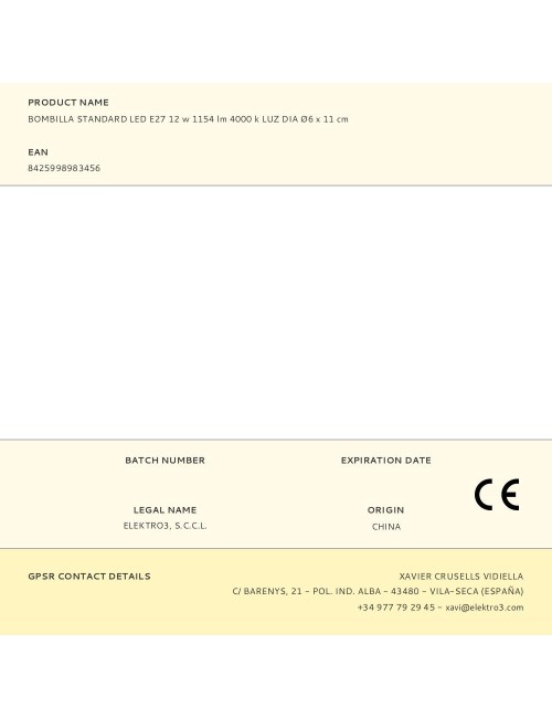 Bombilla standard led e27 12 w 1154 lm 4000 k luz dia ø6 x 11 cm