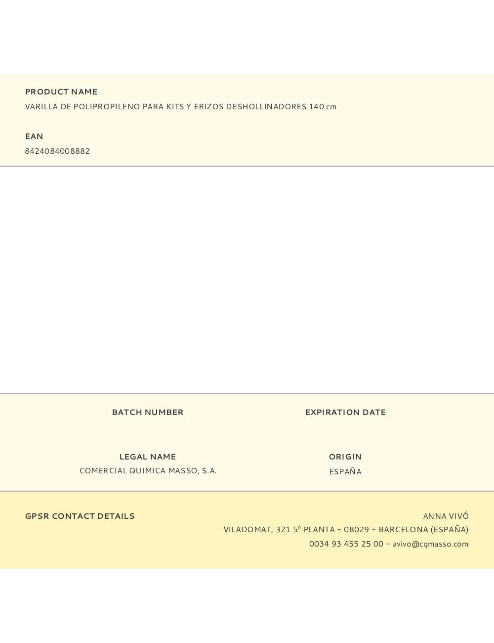 Varilla de polipropileno para kits y erizos deshollinadores 140 cm