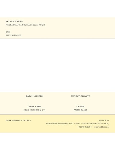 Piedra de afilar ovalada 22cm. kinzo