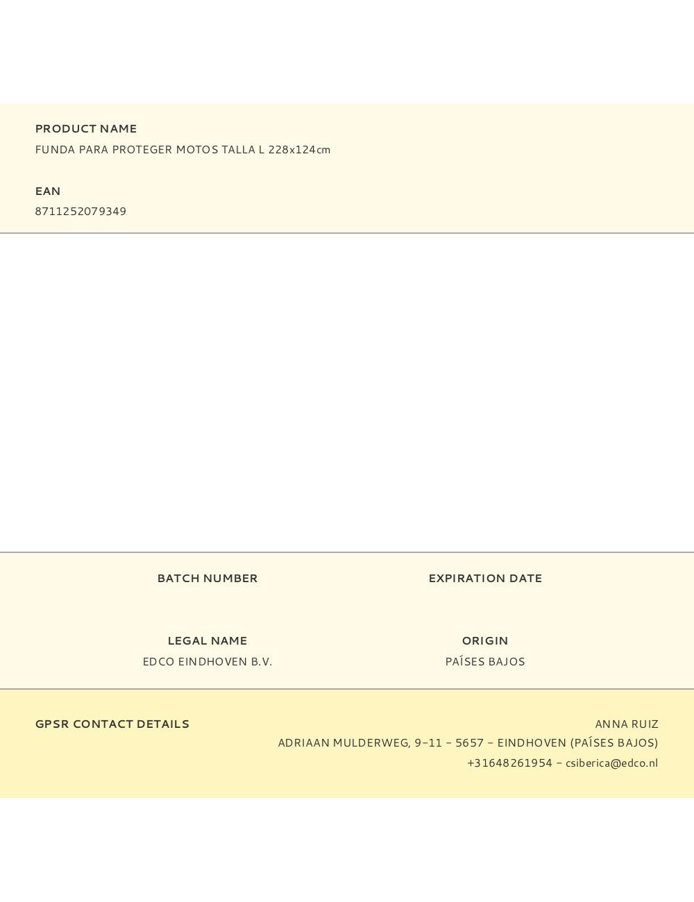 Funda para proteger motos talla l 228x124cm