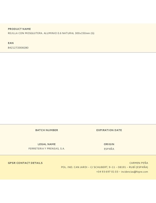 Rejilla con mosquitera. aluminio 0.6 natural 300x150mm (g)