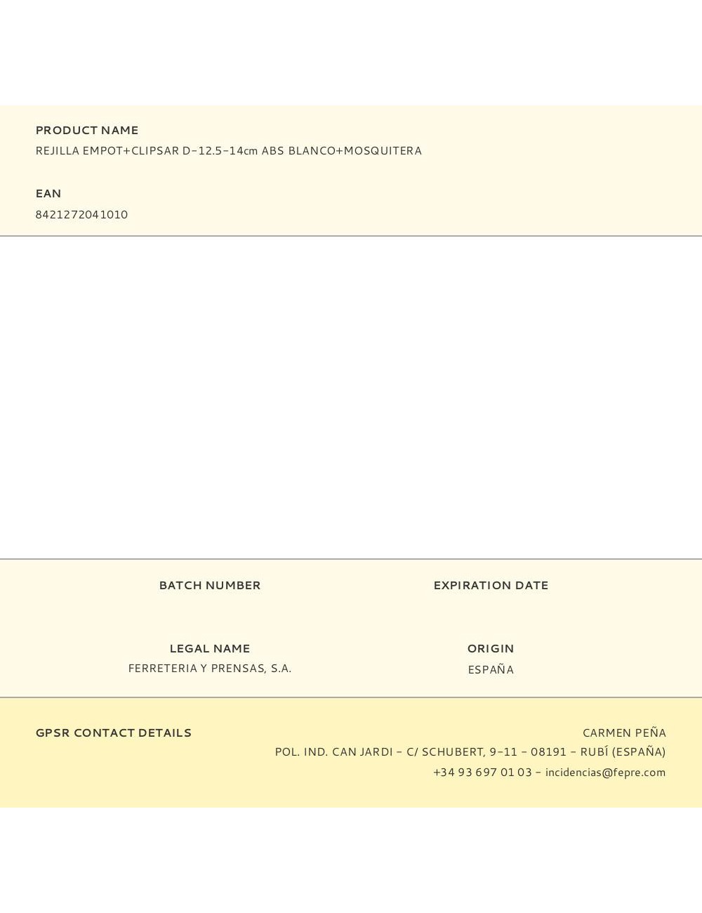 Rejilla empot+clipsar d-12.5-14cm abs blanco+mosquitera
