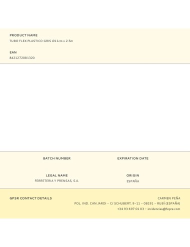 Tubo flex plastico gris ø11cm x 2.5m