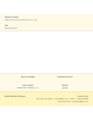 Tubo flex plastico gris ø12´5cm x 2.5m