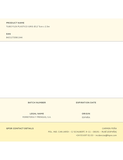 Tubo flex plastico gris ø12´5cm x 2.5m