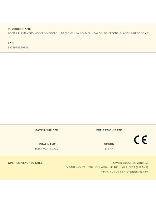 Foco 2 elementos modelo moon gu-10 (bombilla no incluida) color cromo+blanco hueso 30 x 7,6 x 15,2 cm