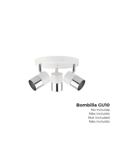 Foco 3 elementos modelo moon gu-10 (bombilla no incluida) color cromo+blanco hueso ø 20 x 12,6 cm
