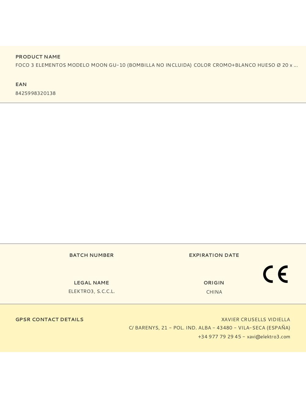 Foco 3 elementos modelo moon gu-10 (bombilla no incluida) color cromo+blanco hueso ø 20 x 12,6 cm