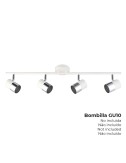 Foco 4 elementos modelo moon gu-10 (bombilla no incluida) color cromo+blanco hueso 70 x 7,6 x 15,2 cm