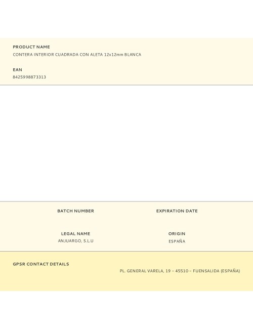 Contera interior cuadrada con aleta 12x12mm blanca