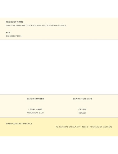 Contera interior cuadrada con aleta 50x50mm blanca