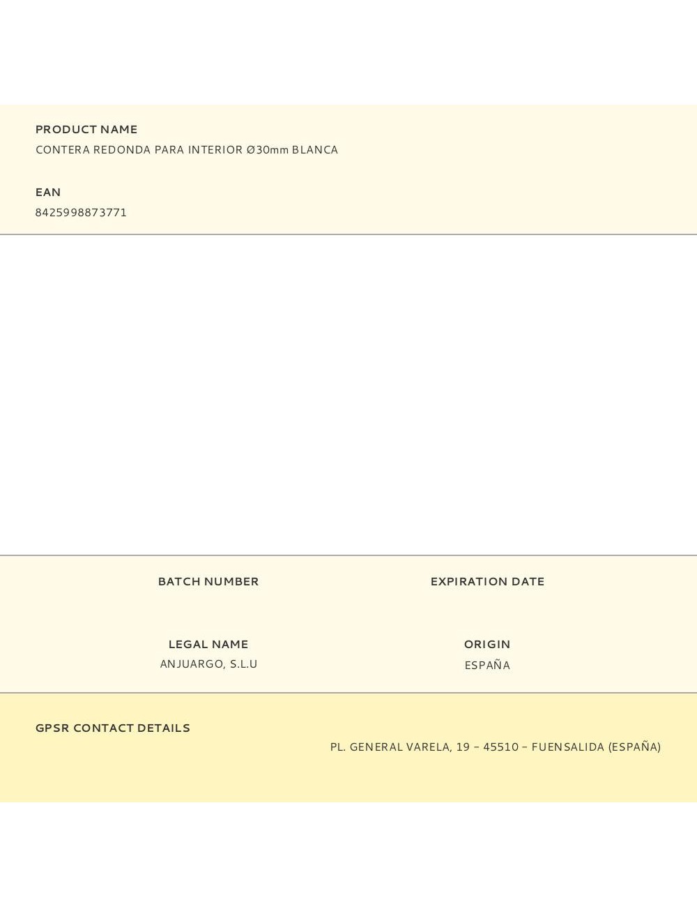 Contera redonda para interior ø30mm blanca