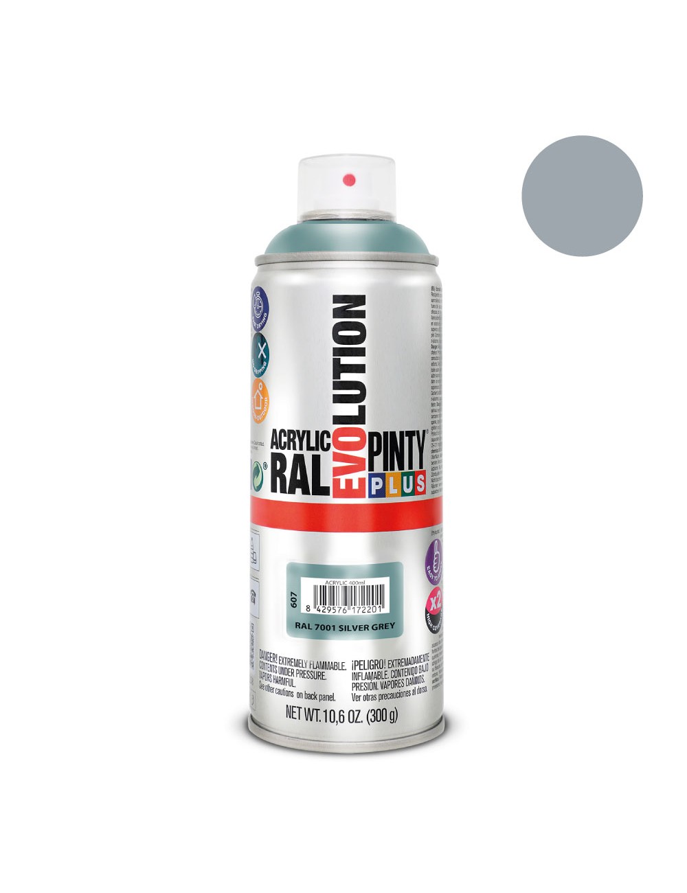 Pintura acrílica spray evolution 520 cc ral 7001 silver grey 300 g