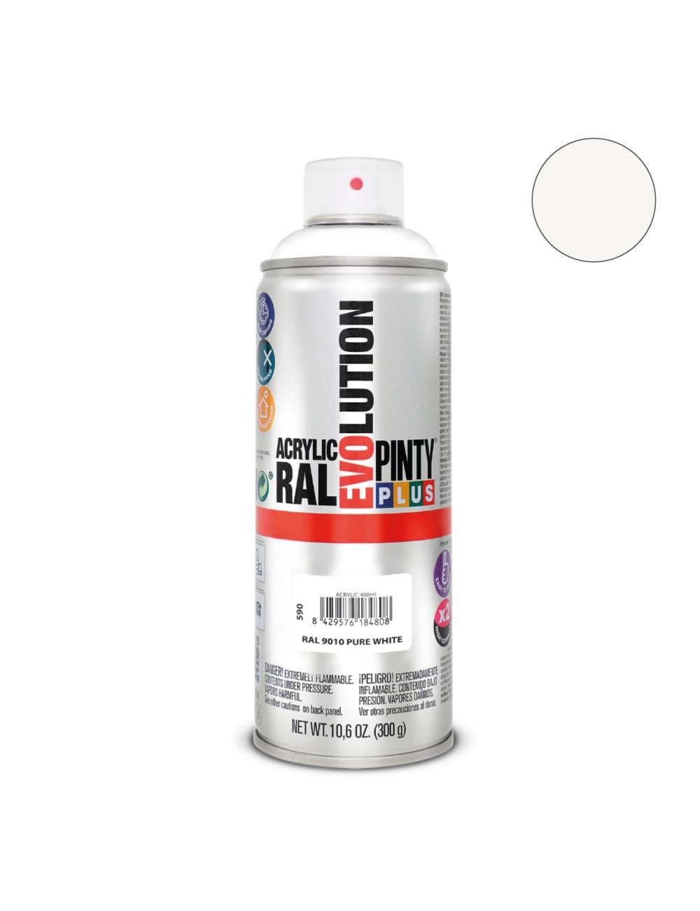 Pintura acrílica spray evolution 520 cc ral 9010 blanco puro
