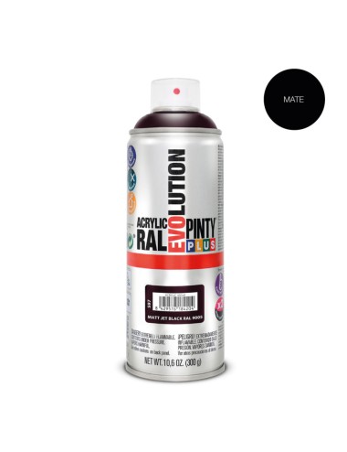 Pintura acrílica spray evolution 520 cc ral 9005 negro intenso mate