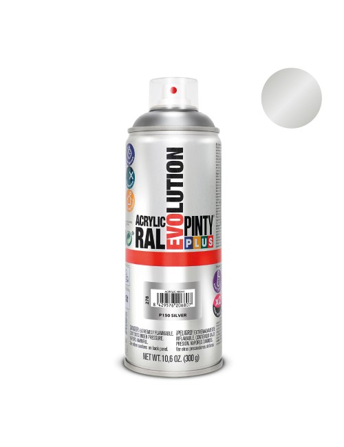 Pintura acrílica spray evolution 520 cc p150 plata