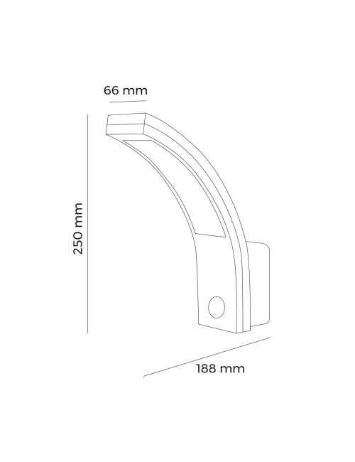 Aplique led con sensor de movimiento 10 w 1654 lm 4000 k ip54 6,6 x 18,8 x 25 cm