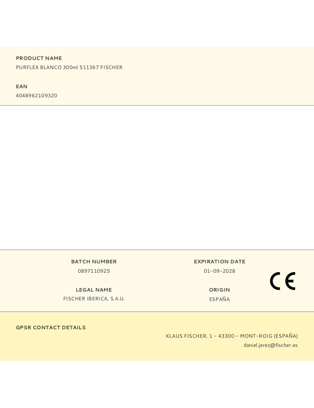 Purflex blanco 300ml 511367 fischer