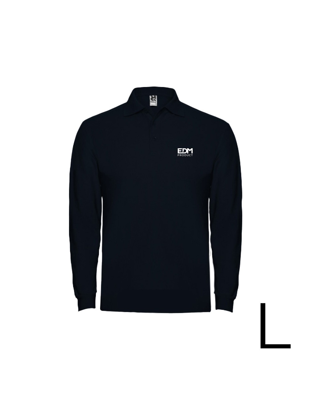Polo negro manga larga talla-l 65% poliéster 35% algodón