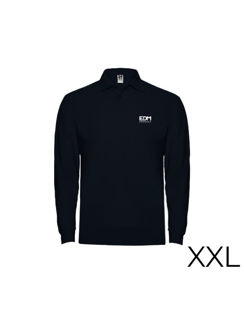 Polo negro manga larga talla-xxl 65% poliéster 35% algodon