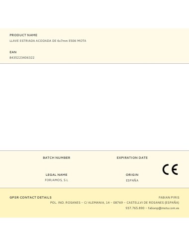 Llave estriada acodada de 6 x 7 mm