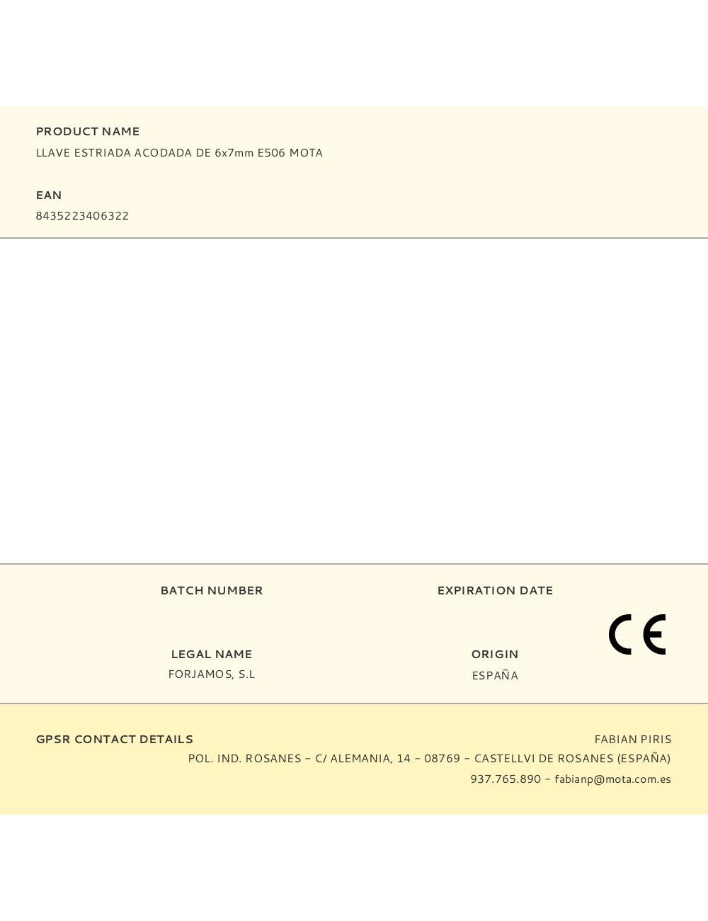 Llave estriada acodada de 6 x 7 mm