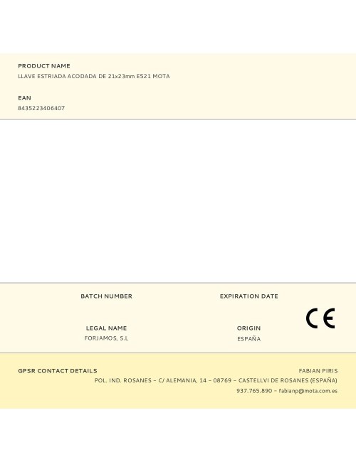 Llave estriada acodada de 21 x 23 mm