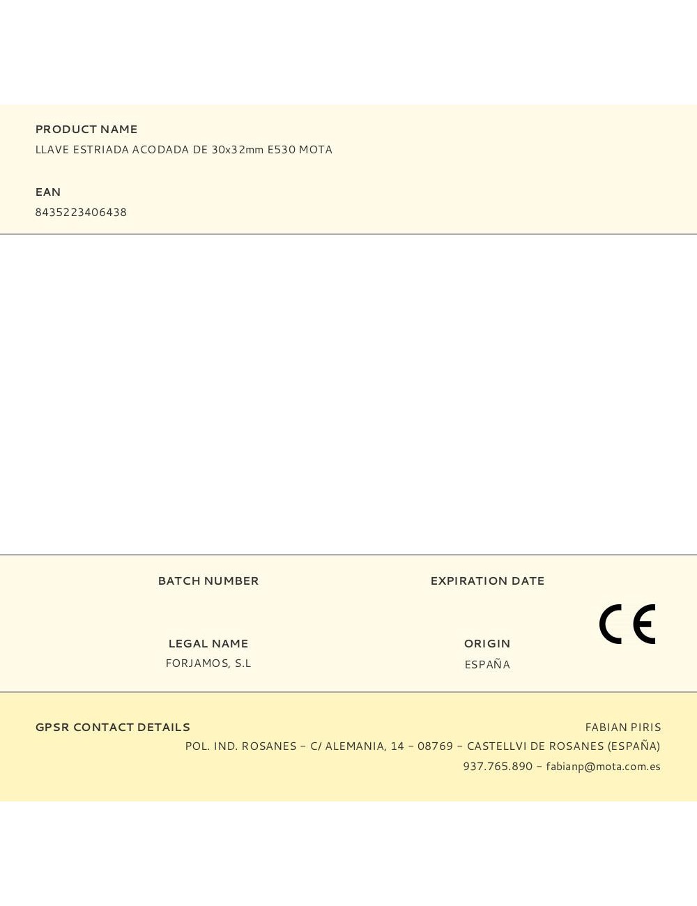 Llave estriada acodada de 30 x 32 mm