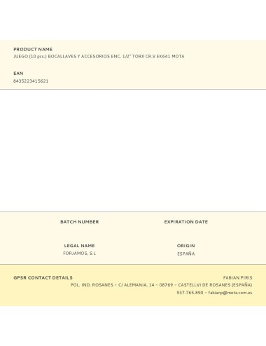 Juego (10 pcs.) bocallaves y accesorios enc. 1/2" torx cr.v ek641 mota