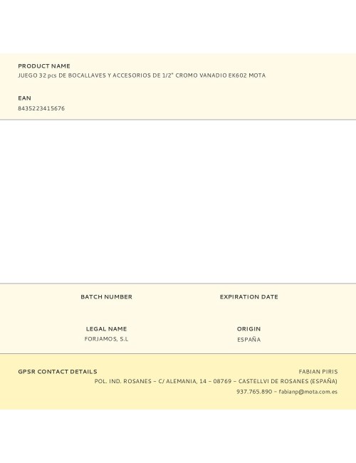 Juego 32 pcs de bocallaves y accesorios de 1/2" cromo vanadio ek602 mota