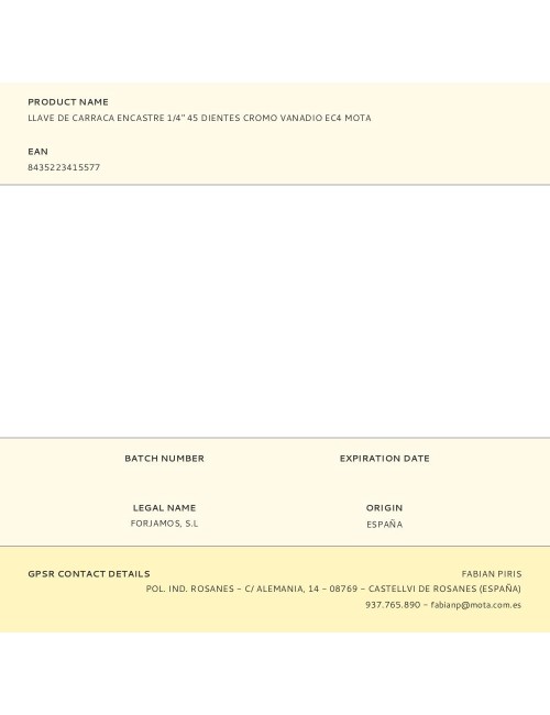 Llave de carraca encastre 1/4" 45 dientes cromo vanadio ec4 mota