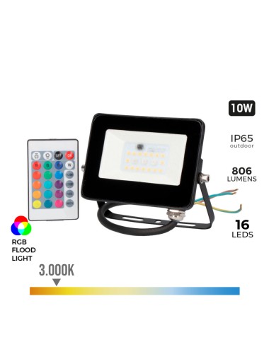 Foco proyector led rgb 10 w 806 lm 12,4 x 3,7 x 10,6 cm
