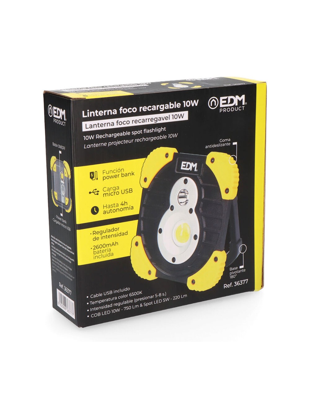 Foco linterna recargable 10 w funcion power bank