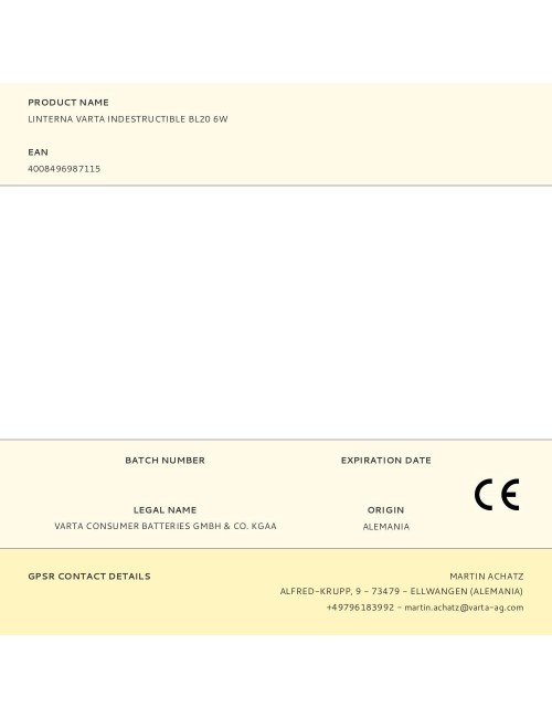 Linterna varta indestructible bl20 6w