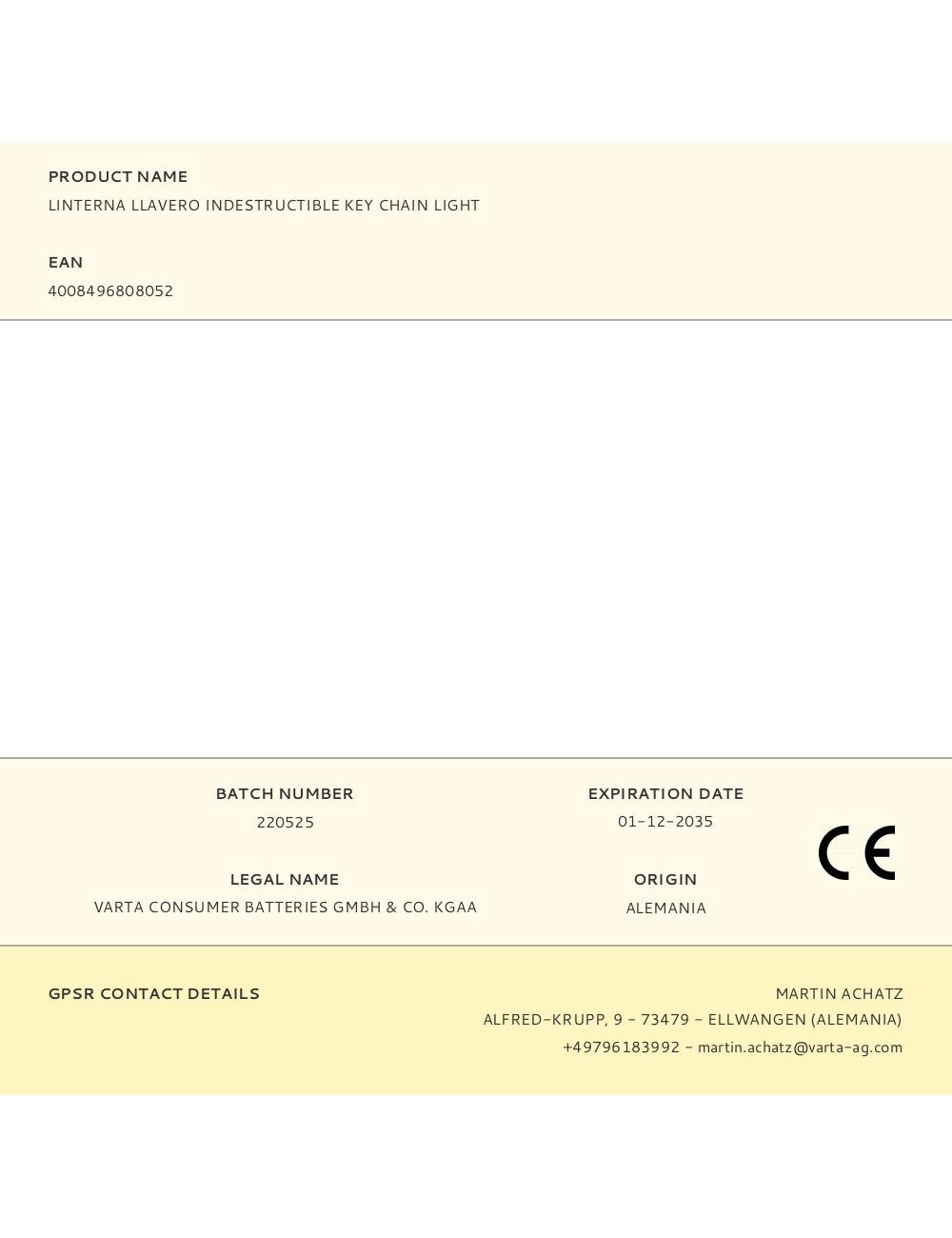 Linterna llavero indestructible key chain light