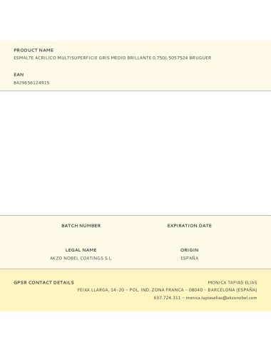 Esmalte acrilico multisuperficie gris medio brillante 750 ml