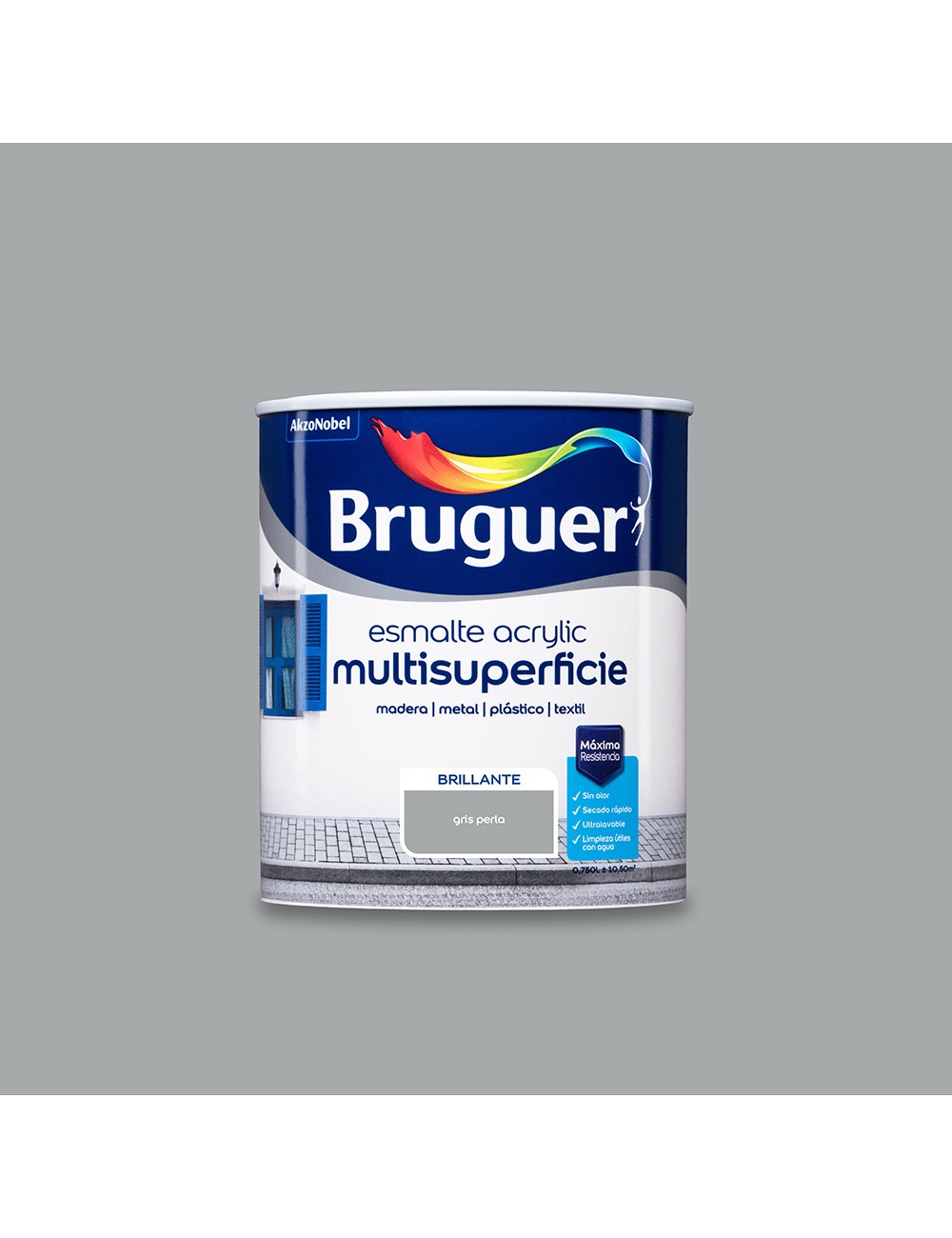 Esmalte acrilico multisuperficie gris perla brillante 750 ml