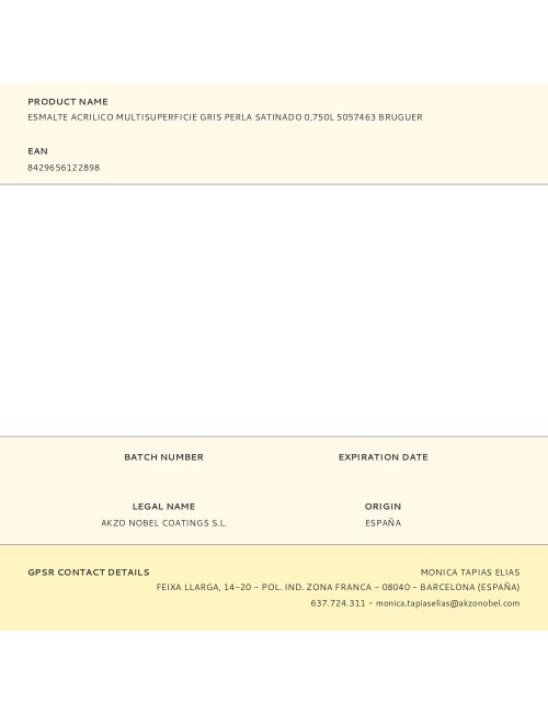 Esmalte acrilico multisuperficie gris perla satinado 750 ml