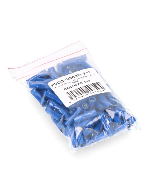 Terminal aislado azul hembra faston 2,8 mm, bolsa 100 uds