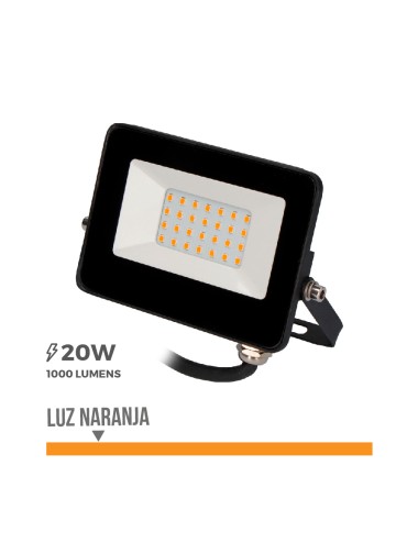 Foco proyector led 20 w 1000 lm luz naranja 12 x 8,8 x 2,4 cm