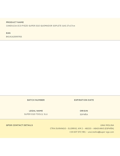 Candileja eco piezo super ego quemador soplete gas 27x17cm